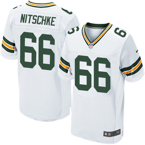 Men's Elite Ray Nitschke Nike Jersey White Road - #66 NFL Green Bay Packers